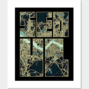 Seoul, South Korea City Map Typography - Summer Posters and Art